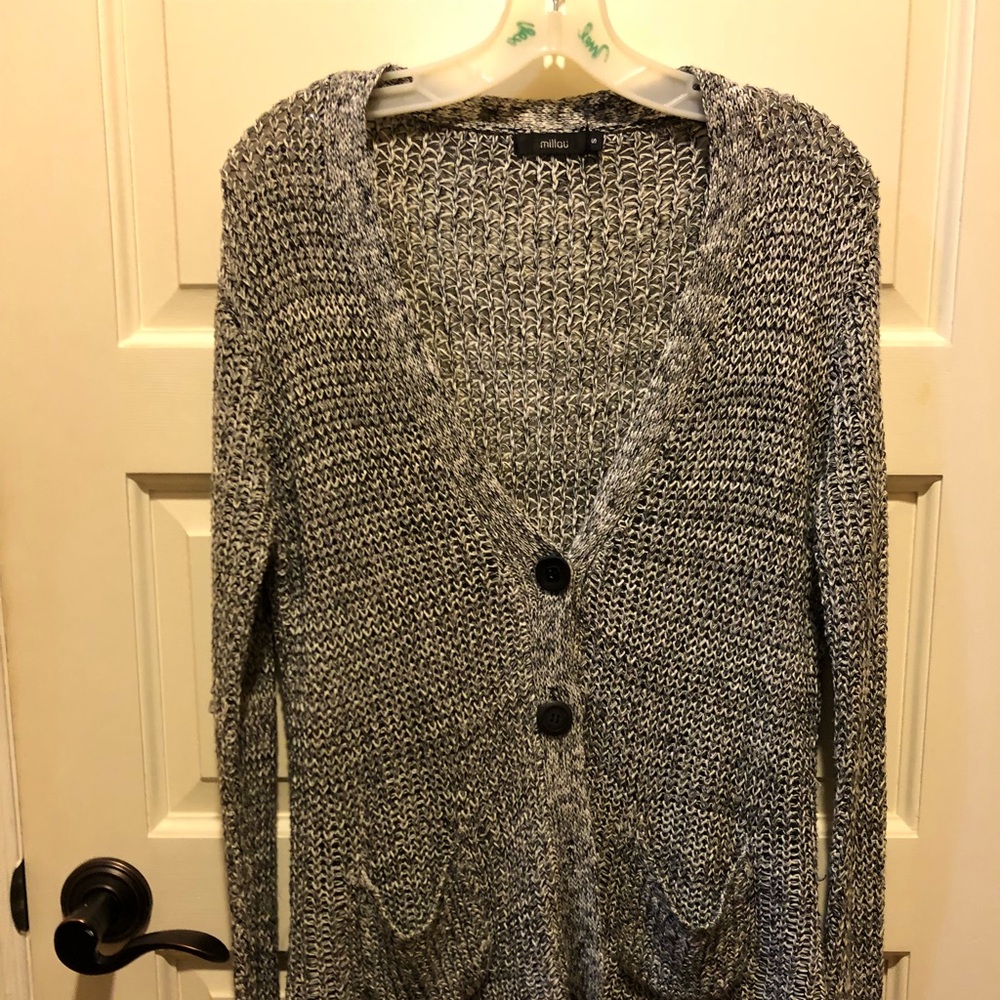 LF B/W KNIT CARDIGAN